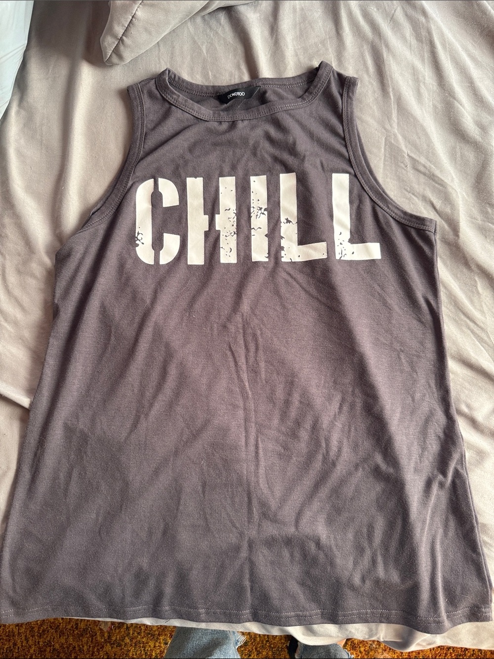 Women's Gray CHILL Graphic Tank - Casual Sleeveless Tee